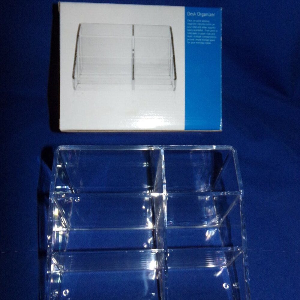 New - Acrylic 6 Compartment Desk Organizer